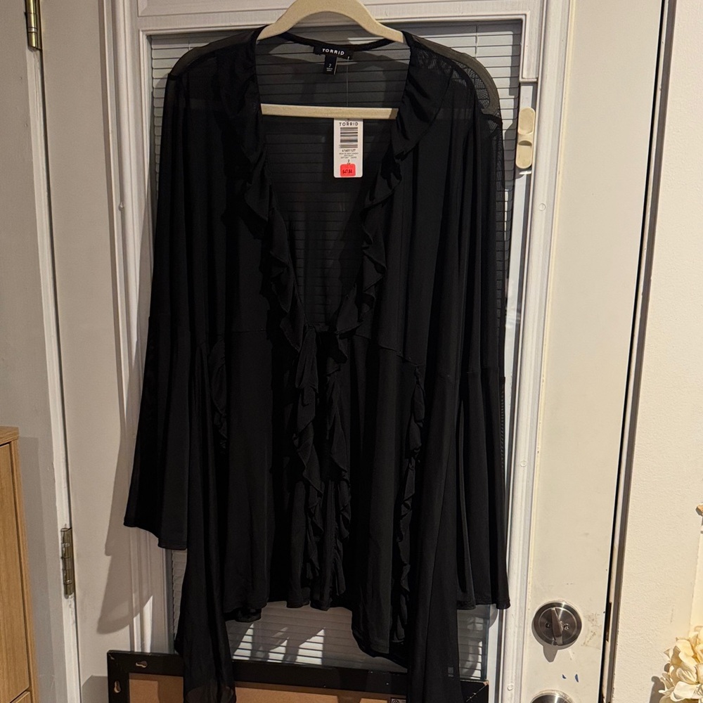 Torrid Black Ruffled Top